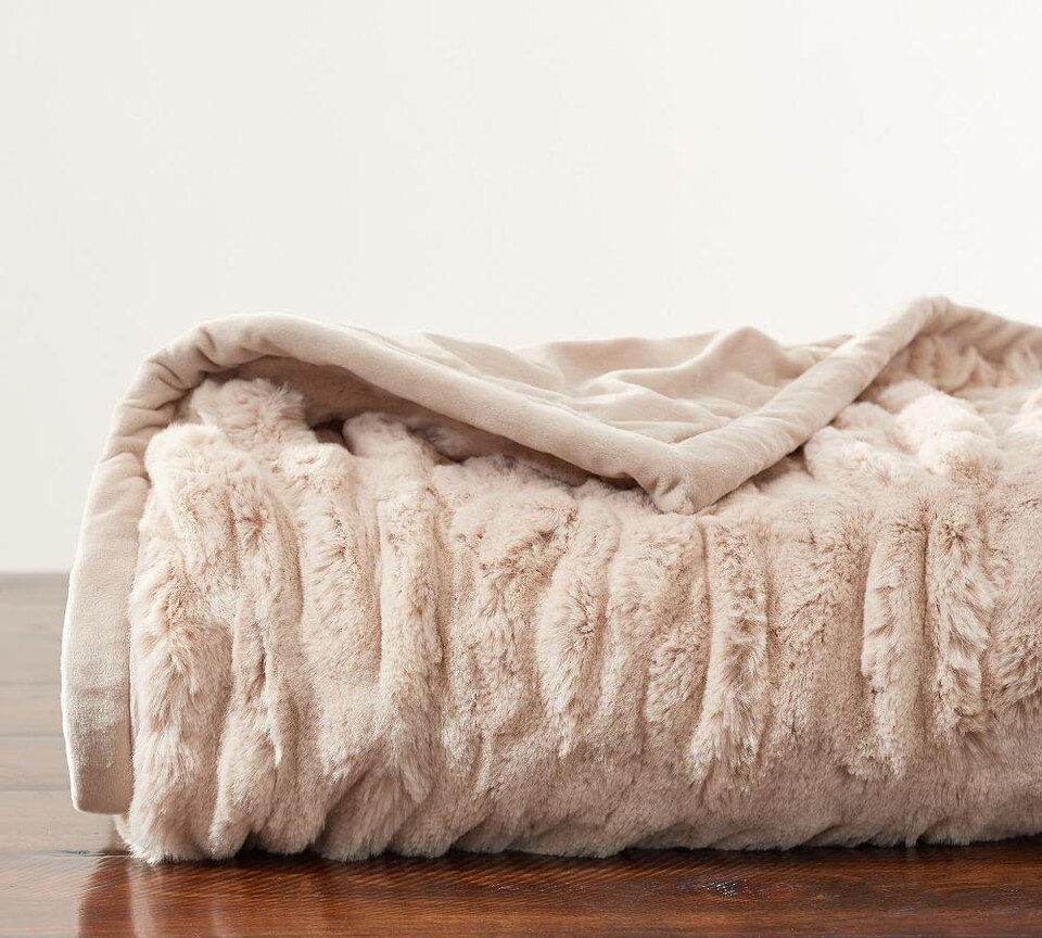 Faux Fur Ruched Throws